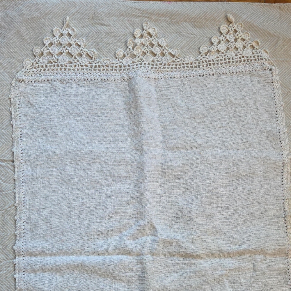 Crochet Trimmed Table Runner Hand Made
